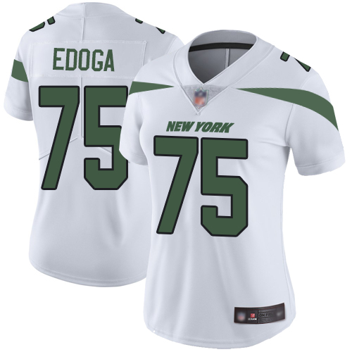 New York Jets Limited White Women Chuma Edoga Road Jersey NFL Football #75 Vapor Untouchable
